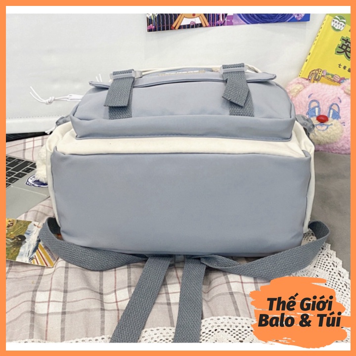 Balo cặp ulzzang basic nữ thời trang đi học đi chơi du lịch giá rẻ đựng vừa laptop canvas PHỐI LƯỚI | thegioibalo