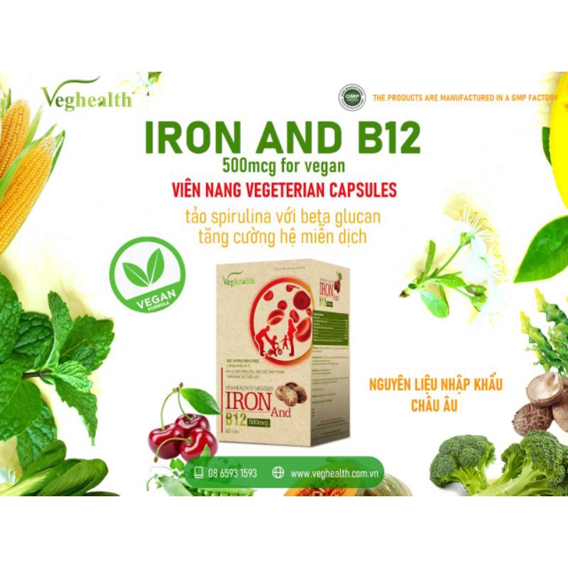 Viên nang thực vật B12  và sắt hữu cơ Veganhealth