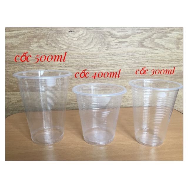 cốc nhựa dùng 1 lần kèm nắp 140ml, 220ml, 280ml, 300ml, 400ml, 500ml (50 coc)