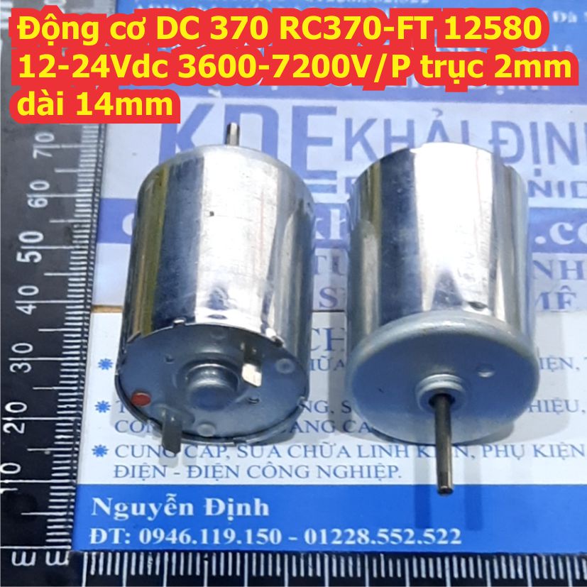 2 cái Động cơ DC 370 RC370-FT 12580 12-24Vdc 3600-7200V/P trục 2mm dài 14mm
