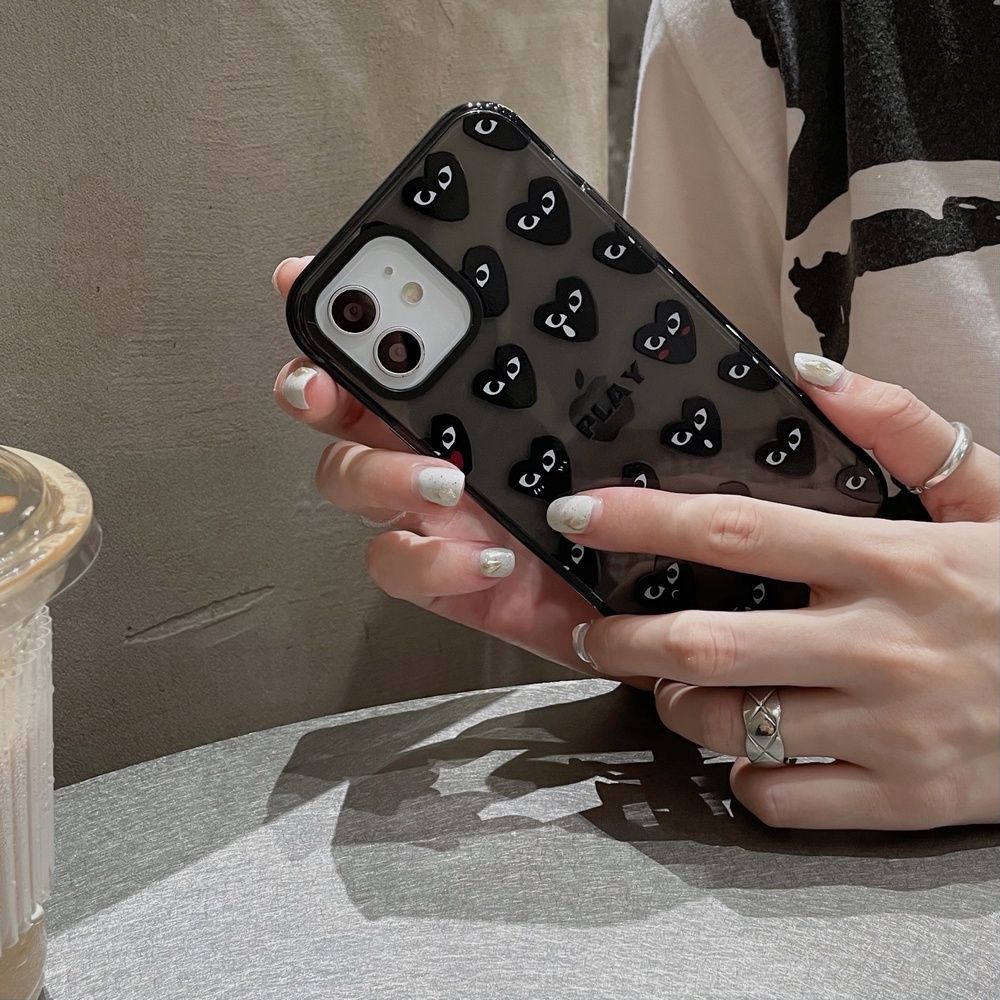 Ốp Điện Thoại Họa Tiết Trái Tim Màu Đen Cho iphone 15promax 14promax 11 13 / 12pro / 13max iphone x / xs / xr 78P