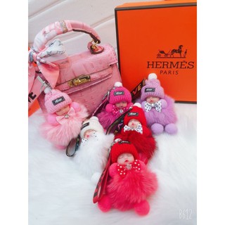 Móc búp bê bông ngủ mủ len treo túi hm