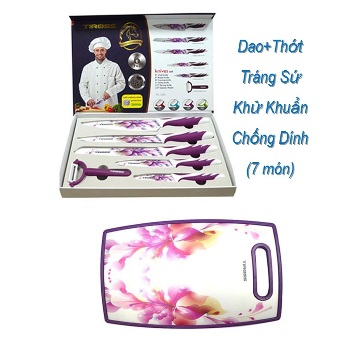 🍴 Bộ Dao Thớt 7 Món Cao Cấp TIROSS 🍴