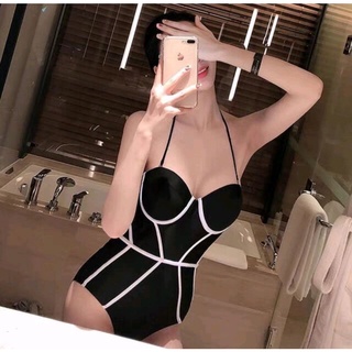 Bikini, Đồ bơi, Đồ đi biển 1 mảnh cúp ngực viền trắng sang chảnh