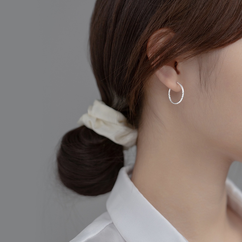 Bông Tai Mạ Bạc 925 Hình Tròn Họa Tiết Bầu Trời Đầy Sao Đơn Giản Thời Trang Cho Nữ