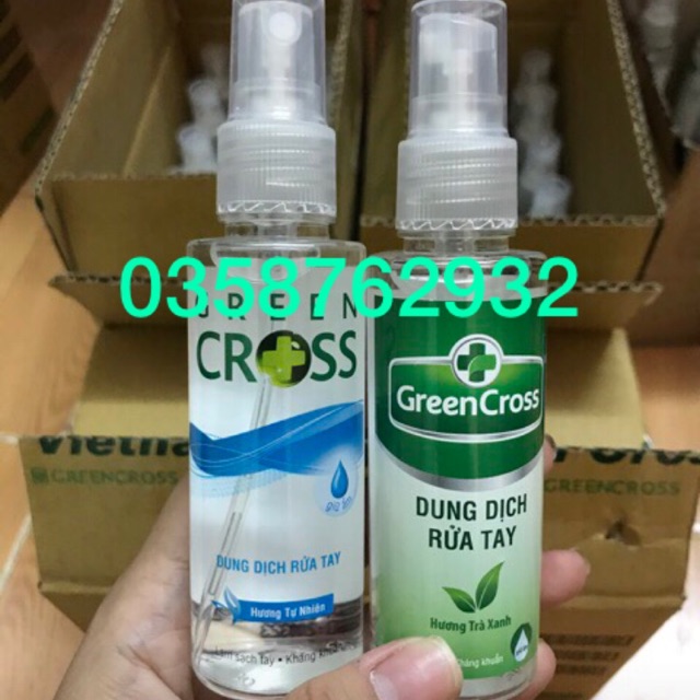 Nước rửa tay khô,khử mùi,diệt khuẩn,nước rửa tay khô mini Green cross 70ml,xuất hóa đơn đỏ,