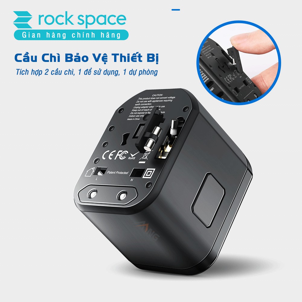 Củ sạc đa chức năng T20 sạc nhanh chuẩn PD cho iPhone, sạc nhanh cho Samsung - Chính hãng Rockspace