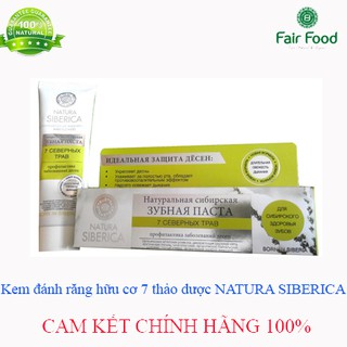 Kem đánh răng hữu cơ NATURA SIBERICA “7 thảo dược Siberia” chống chảy máu chân răng, chống viêm lợi và nướu, sau rang