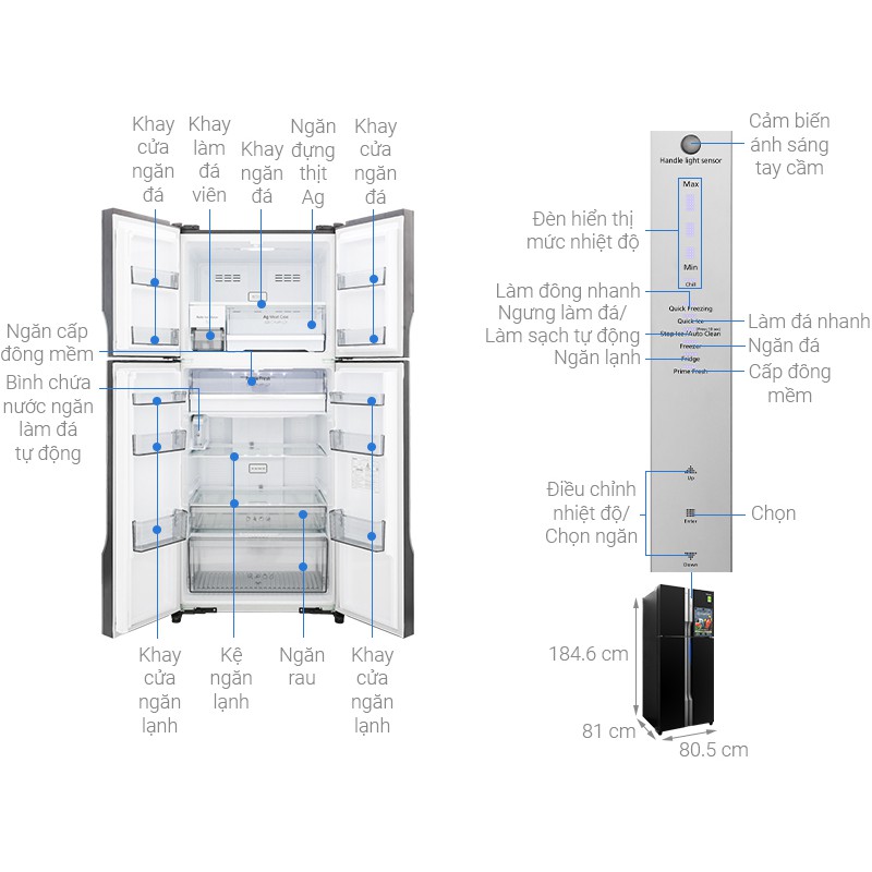 Tủ lạnh Panasonic Inverter 550 lít NR-DZ600GXVN - Làm lạnh nhanh, Ngăn đông mềm, Làm đá tự động, giao hàng miễn phí HCM