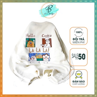 Áo Sweater Trắng In Bánh Cookie, Áo Sweater Dày Dặn Siêu Xinh Hot Trend Anne Boutique Mã 594