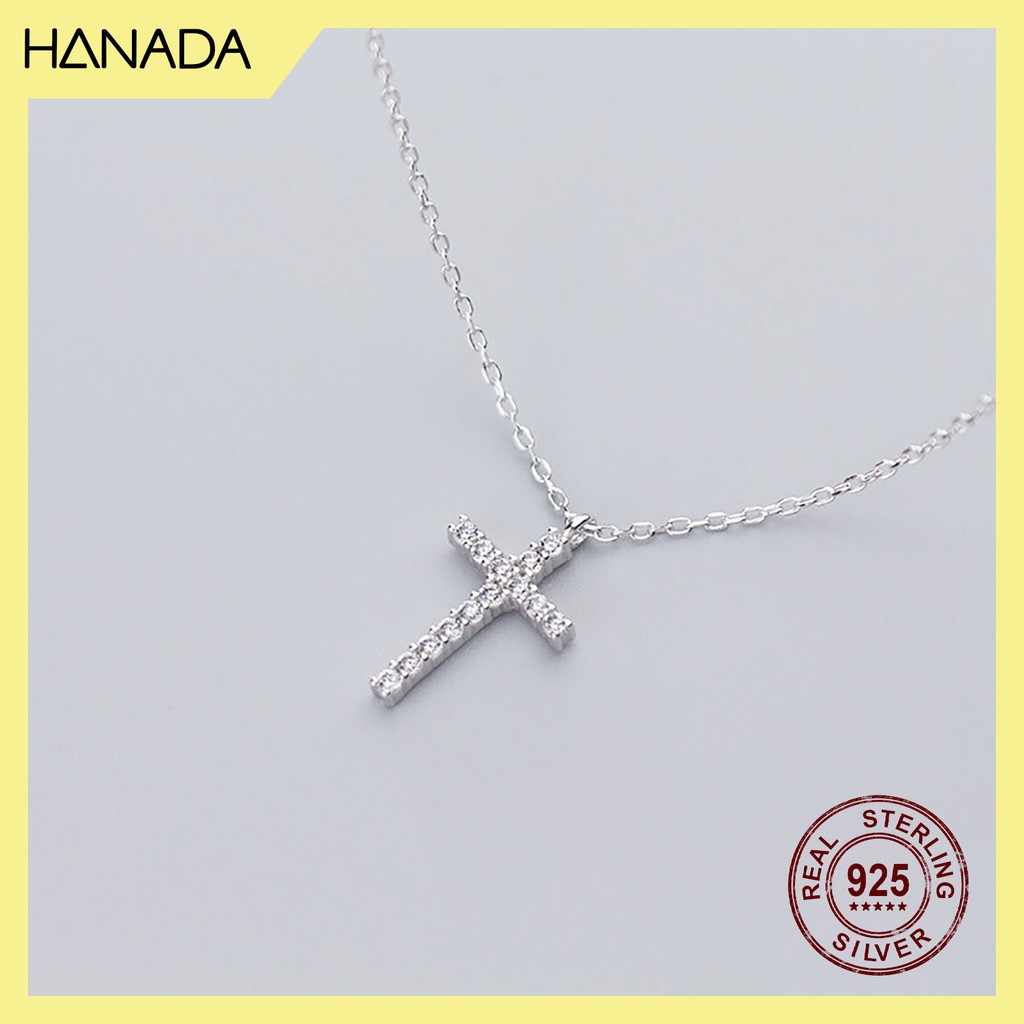 Dây Chuyền Bạc 925 Hanada N1234.N.2.S.300. 0605 Dây Chuyền Thánh Gía Đá