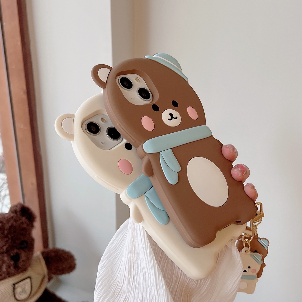 Ốp Điện Thoại Mềm Chống Sốc In Hình Gấu Đeo Khăn Choàng Hoạt Hình Cho iPhone 6 7 8Plus X XS XR 11 12 13promax Plus