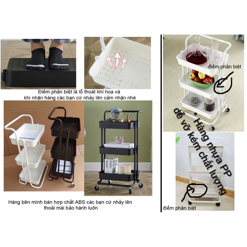 Kệ Để Đồ 3 Tầng Đựng Bỉm Sữa - Đựng Đồ Đa Năng - Có Bánh Xe
