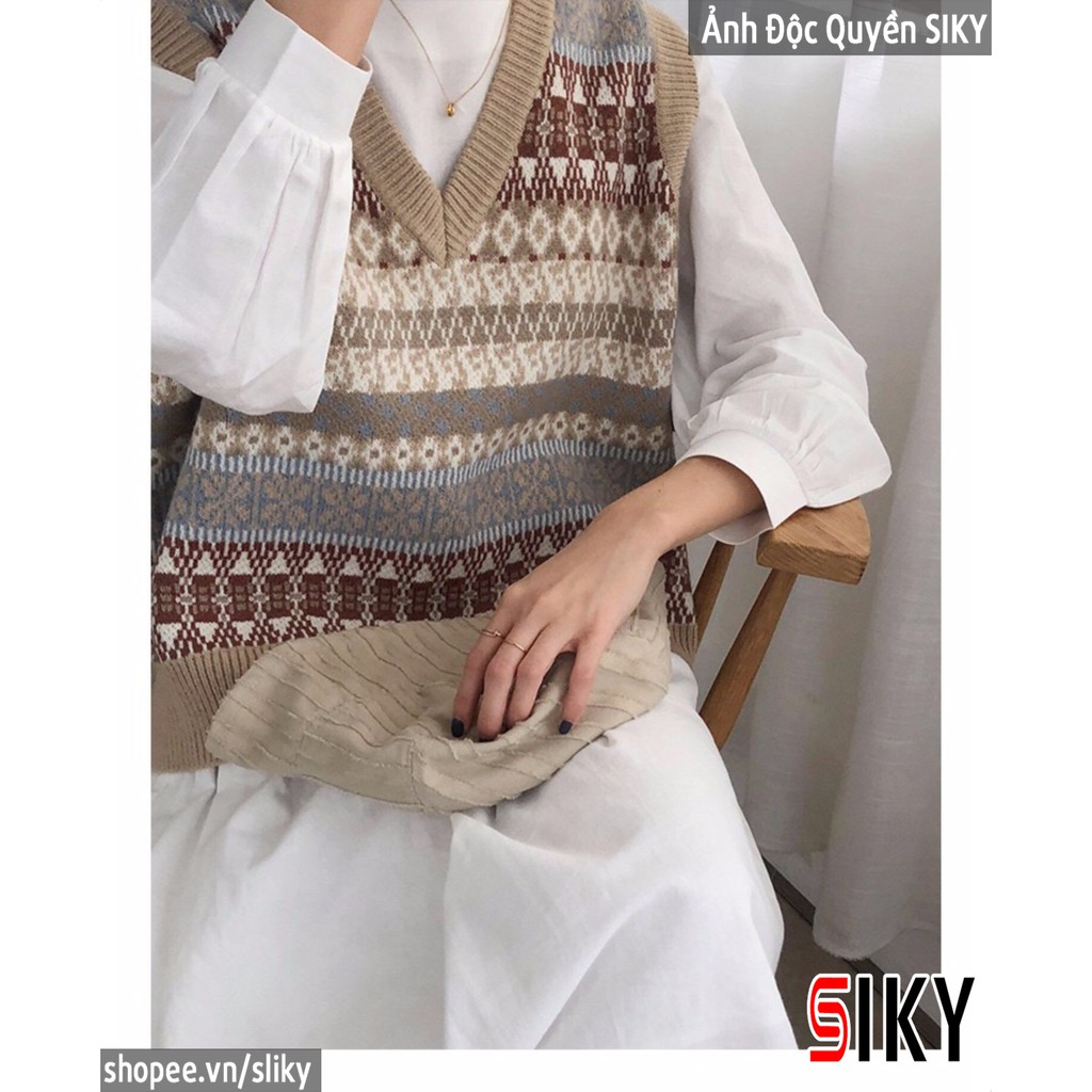 [ CÓ ẢNH THẬT] Áo len gile thổ cẩm nữ - 4BASIC | BigBuy360 - bigbuy360.vn