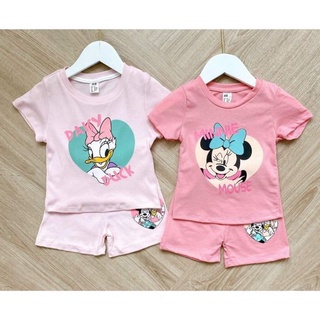 Combo 2 bộ micky và vịt hồng cho bé gái chất cotton