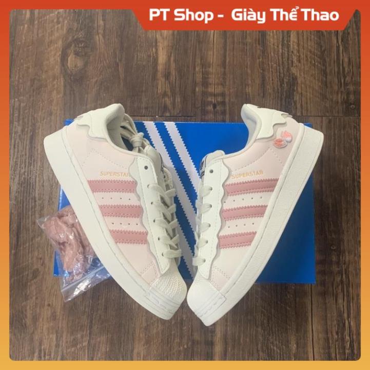 [FreeShip+ Hàng Xịn Sò] Giày Adid.a.s Superstar Das Sò Màu Hồng Kem bản S.C 2022 Dây Hồng Bull Box