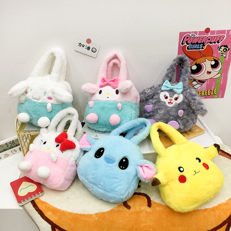 SANRIO Túi xách đựng điện thoại hình Pikachu Cinnamoroll Melody nhồi bông dễ thương cho nữ