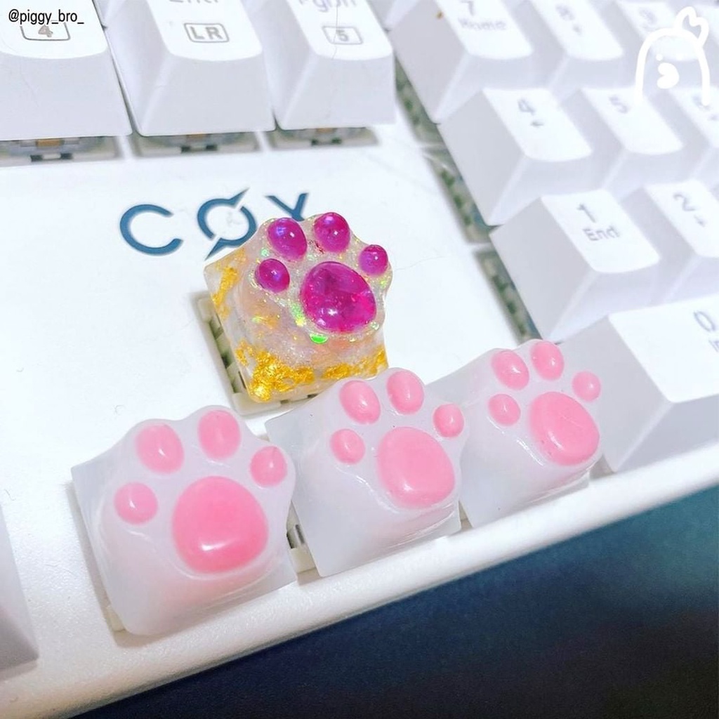 Keycap Resin Lionvn chân mèo xuyên led trang trí bàn phím cơ