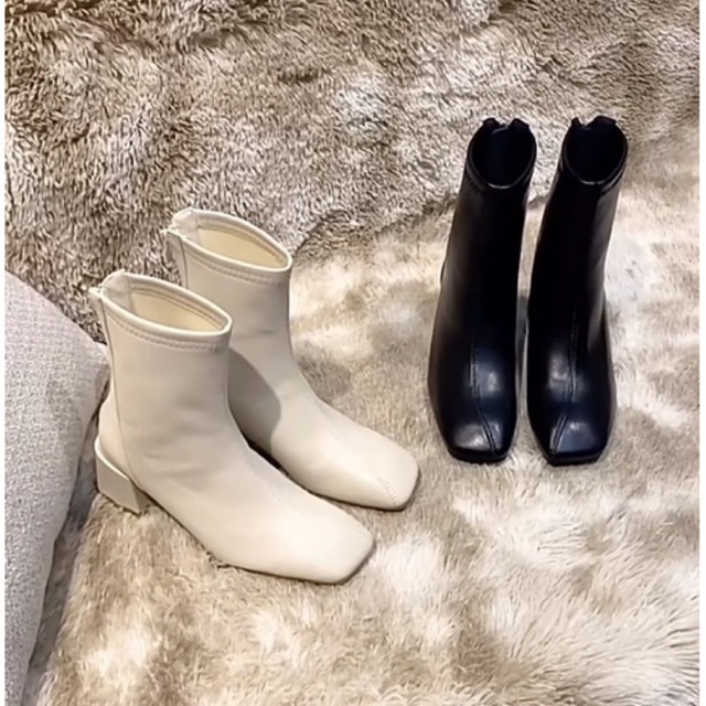 Boot nữ da trơn - Boot nữ cổ thấp đế cao 6cm (Hàng Quảng Châu chất da đanh, mềm mịn)