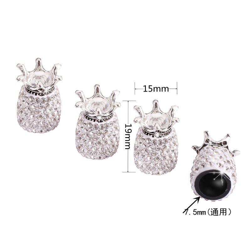 4PCs New Crown Valve Cap Creative Diamond Car Tire Cap Universal Modification Valve Core Cap Cover Female 1Reb
