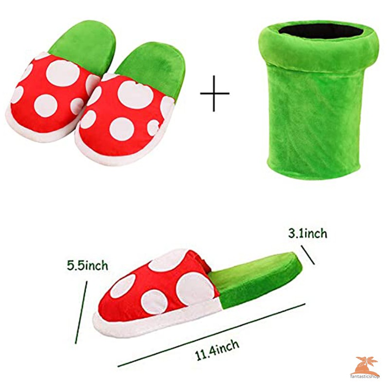 #dep Lê# Cannibal Flower Shape  Slippers Soft Warm Plush Slippers with Pot Holder for Adults Teens