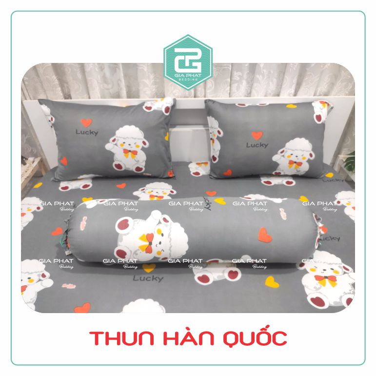 Bộ Ga Gối 4 Món Thun Lạnh Hàn Quốc {4 Món} họa tiết Cá Heo ( 1 ga bọc + 2 vỏ gối nằm + 1 vỏ gối ôm )