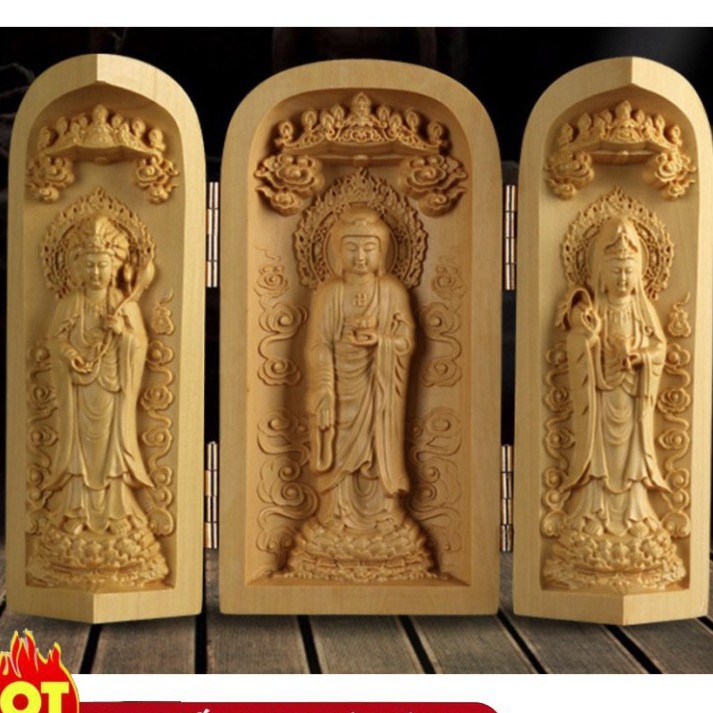 Tượng Phật Gỗ A Di Đà, Quan Âm Gỗ Hoàng Dương - TẶNG 1 VÒNG ĐEO TAY Hàng cao cấp [RẺ NHẤT]