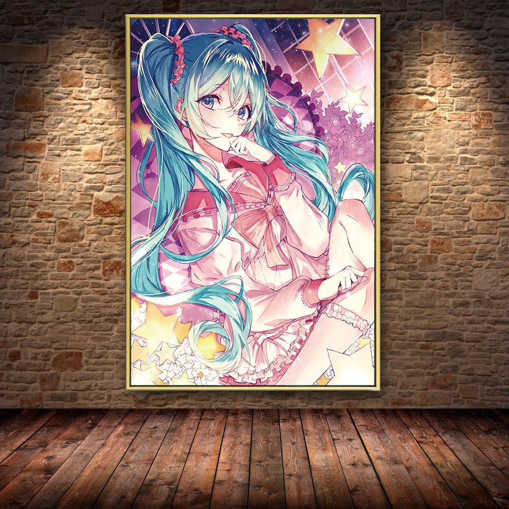 Tranh Vải Cuộn Trang Trí In Hình Hatsune Miku