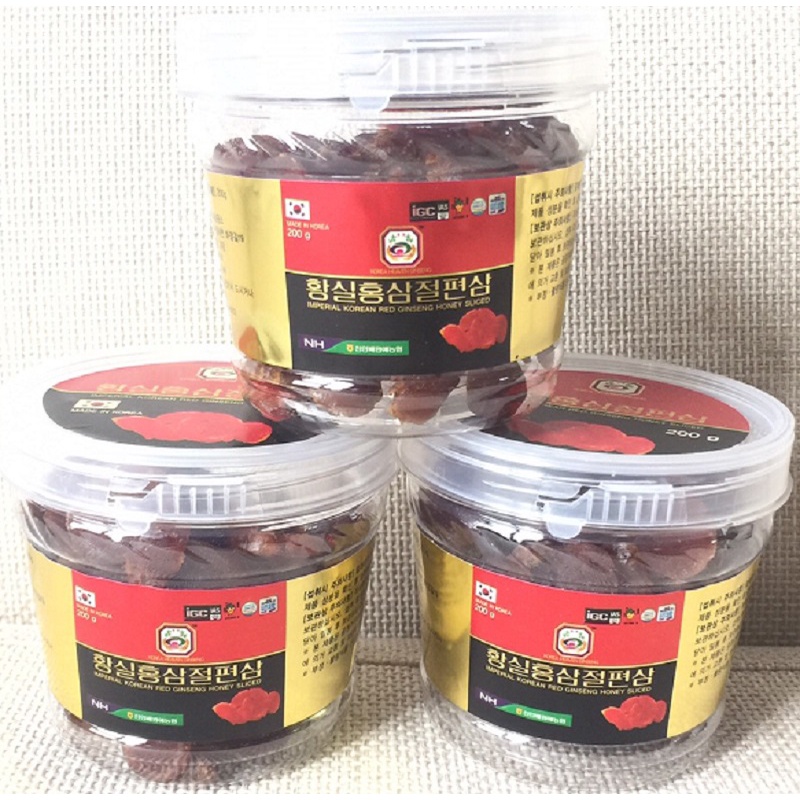 Sâm Lát Tẩm Mật Ong Nonghyup Hàn Quốc, Hộp Nhựa 200g, Kèm Xách Quà Tặng, Giúp Bồi Bổ Nâng Cao Sức Khỏe