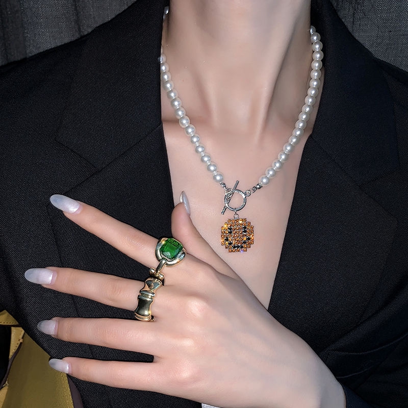 Dây Chuyền Ngọc Trai Mặt Cười Thiết Kế Dáng Ngắn Thời Trang 22366