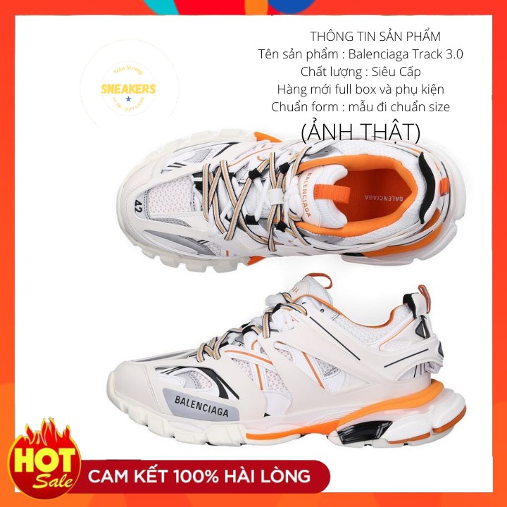 GIÀY THỂ THAO NAM NỮ SNEAKER B A L E N TRACK 3.0 màu trắng cam