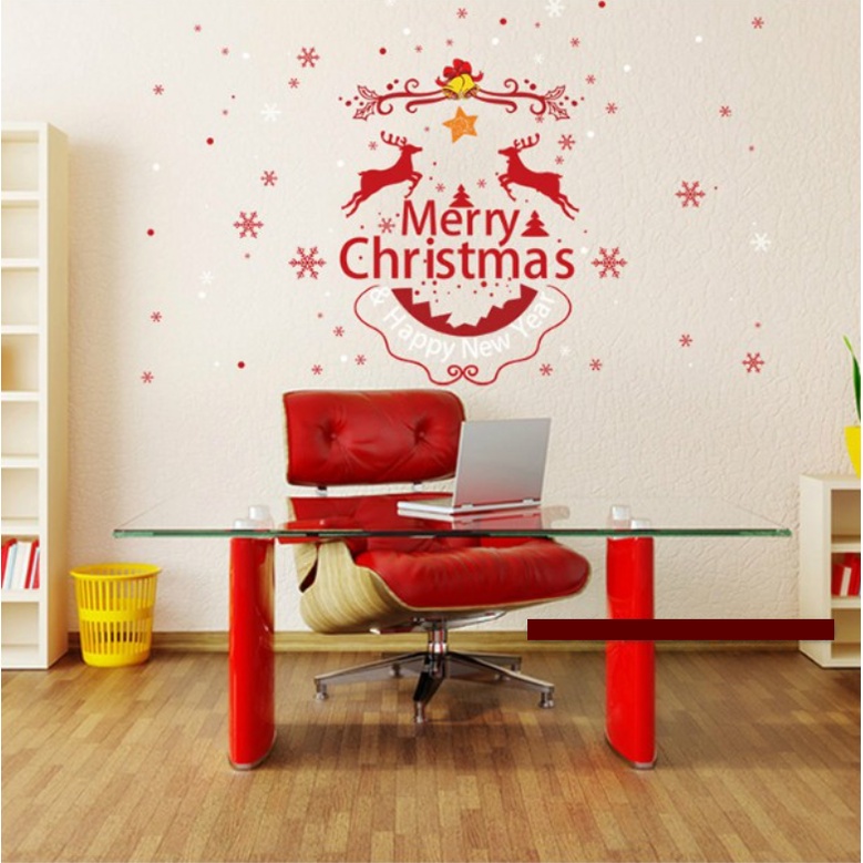 Decal trang trí Noel Hít Tĩnh Điện - Tuần lộc đỏ