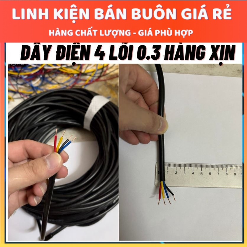 Dây điện đen tròn 0.3M 4 lõi 0.3MM Chất liệu dây Đồng 100% dây điện loại tốt