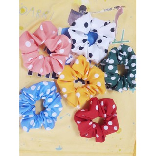 Cột tóc vải scrunchies chấm bi siêu yêu