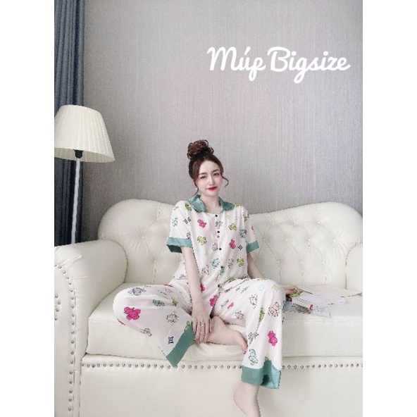 [Bigsize 50-100kg] Bộ Pyjama Dài Cổ Sen Lụa Nhật Mặc Nhà Cho Nàng Múp | BigBuy360 - bigbuy360.vn