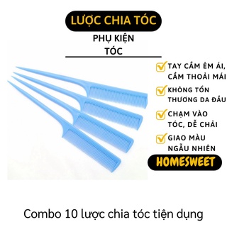Lược nhựa đuôi nhọn - lược rẽ ngôi đầu nhọn nhiều màu 8654