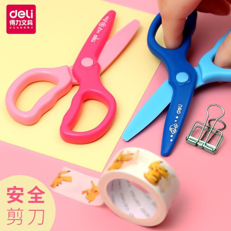 Deli0009 - Kéo thủ công Deli an toàn cho bé MẪU MỚI