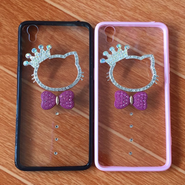 Ốp Oppo Neo 9 A37 viền dẻo đính đá hello kitty