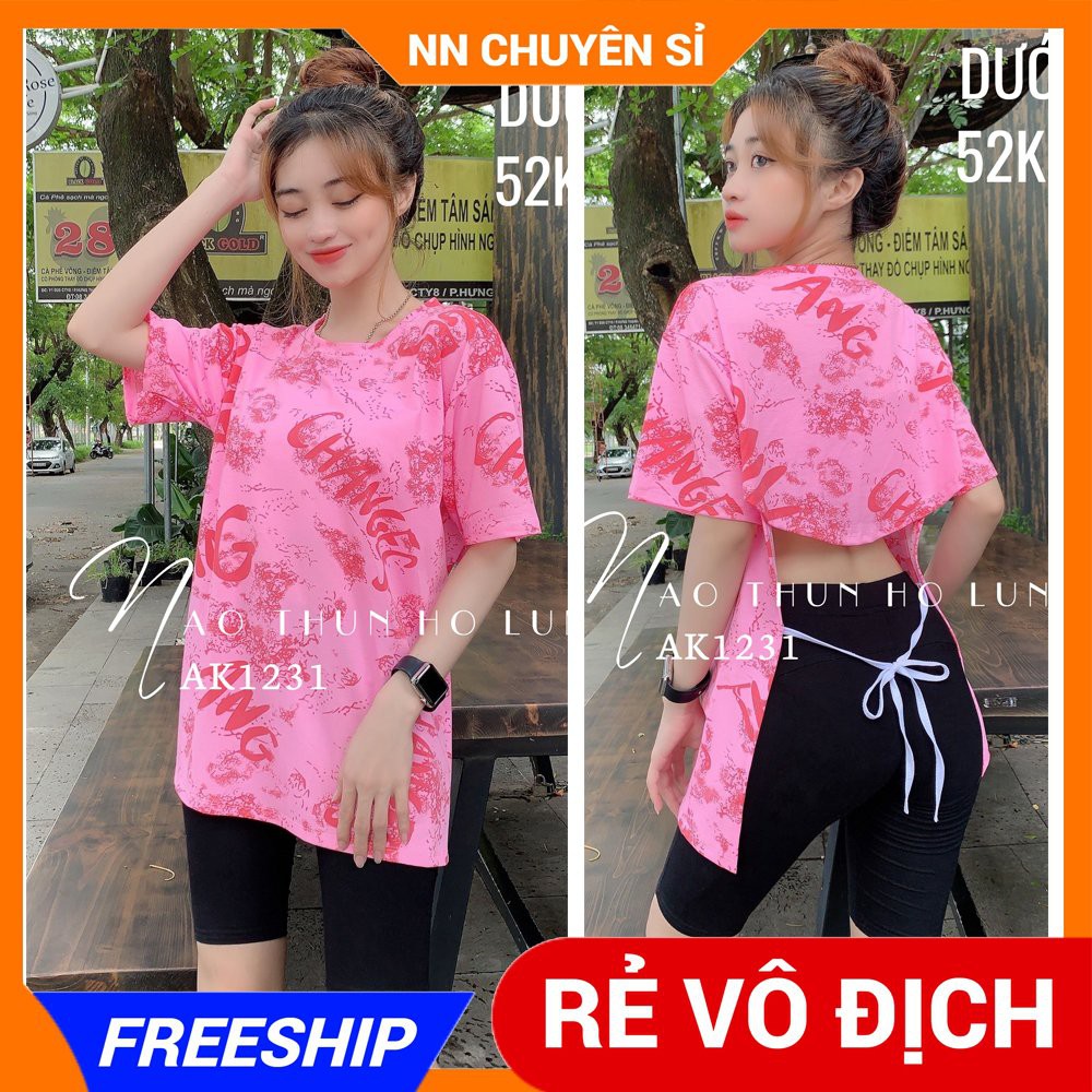 ÁO HỞ LƯNG PHOM RỘNG 3/4 CỘT DÂY NƠ SAU LƯNG ⚡ẢNH TỰ CHỤP⚡ ÁO LOANG MÀU ⚡ ÁO BÒ SỮA ⚡ ÁO CỘT DÂY ⚡ ÁO THUN PHOM RỘNG