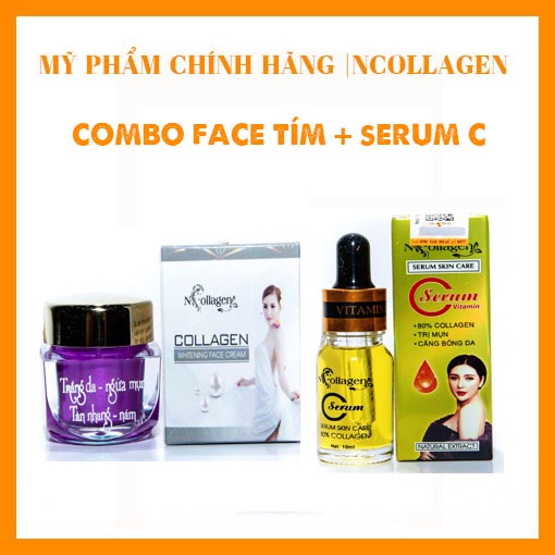 Combo Whitening Face Cream + Serum Skin Care Vitamin C N'COLLAGEN - Giảm Mụn, Mờ Nám, Tàn Nhang N'Co