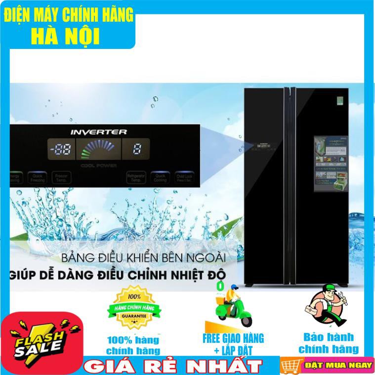Tủ lạnh Hitachi side by side 2 cửa màu đen R-FS800PGV2(GBK)