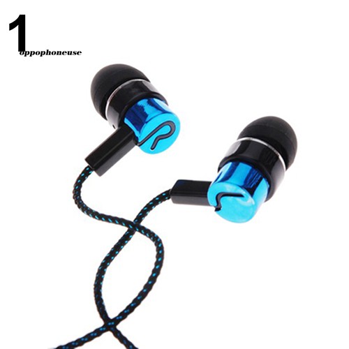 【OPHE】3.5mm In-Ear Earbud Wired Stereo Braid Cord Earphone Headset for iPhone Samsung