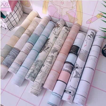 Cuộn 2m decal giấy dán bếp/dán tường trang trí nhà khổ 0.6m sẵn keo dán phía sau (nhiều mẫu hiện đại)