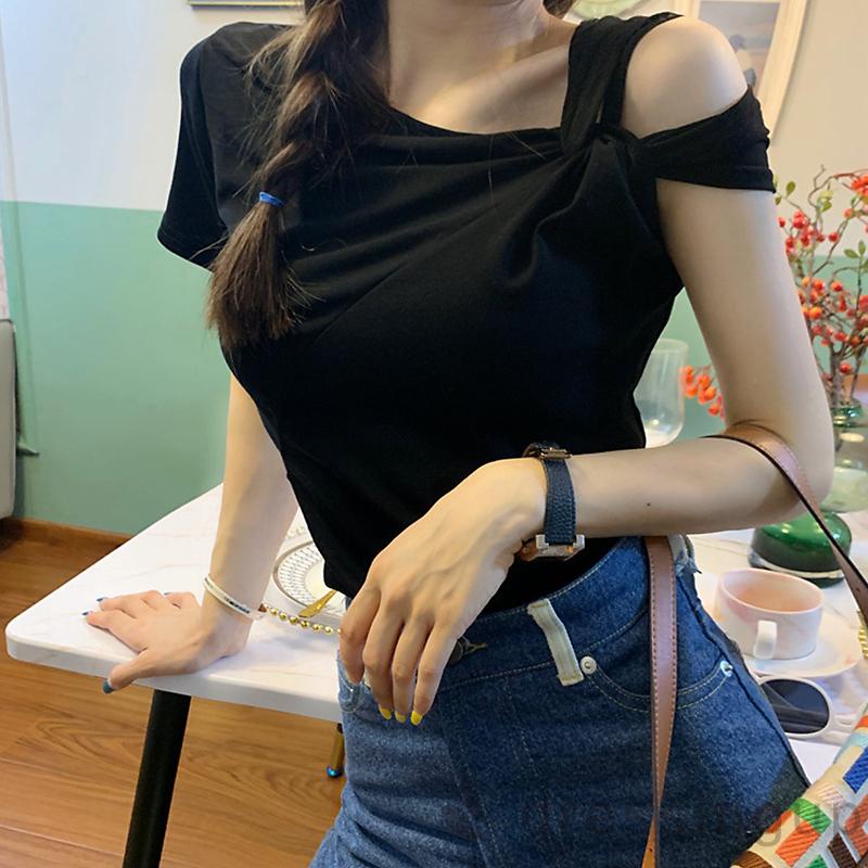 Áo Thun Ngắn Tay Lệch Vai Thời Trang Cho Nữ