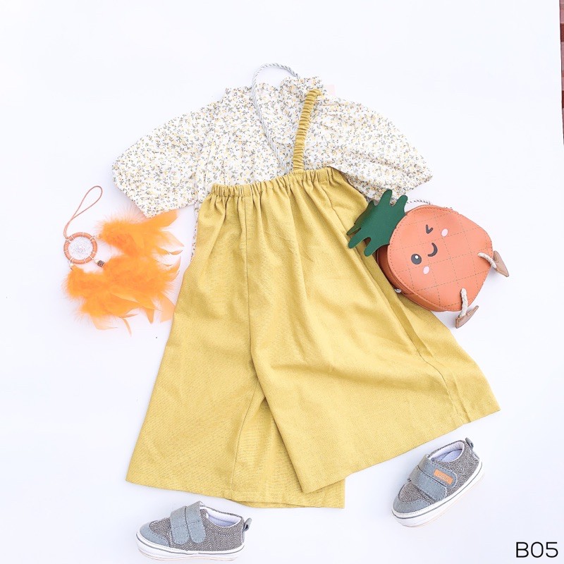 Đồ bộ cho bé gái ROYALKIDS Quần áo trẻ em yếm ống rộng từ 10 -20kg