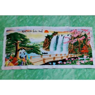 Tranh thêu chữ thập thành phẩm  3d kt 1m36x60