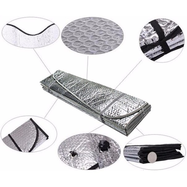Tấm bạt hai lớp tráng bạc che chắn, phản xạ nắng kính lái ngoài ô tô, xe hơi B2217