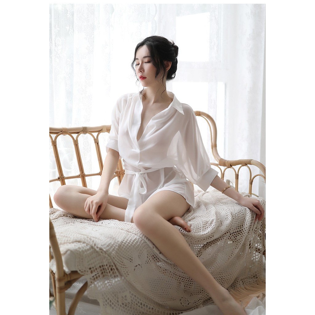 Áo Sơ Mi Mỏng Manh Xuyên Thấu Gợi Cảm Chất Liệu Voan Mịn