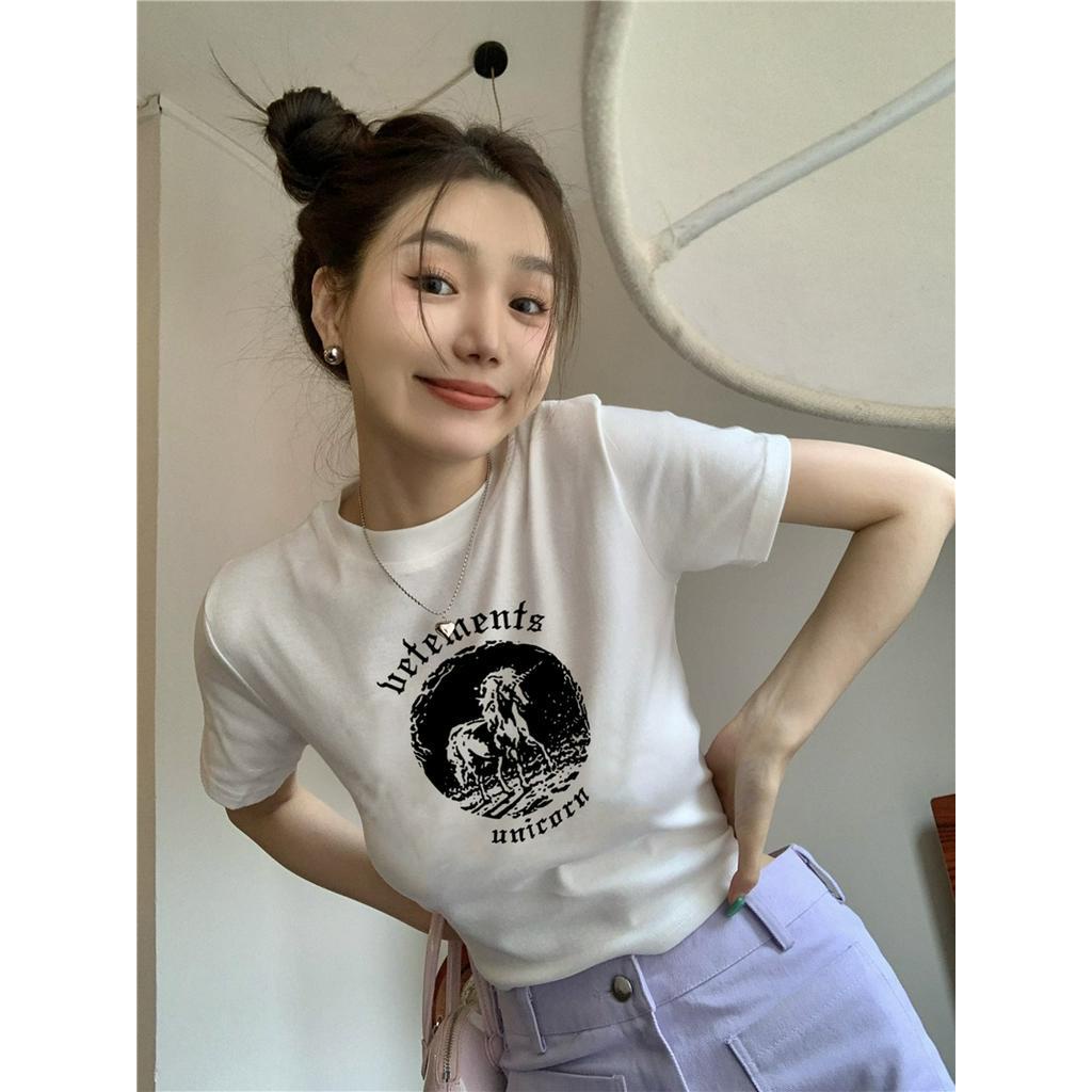 Áo thun tay ngắn Peppermint 51286 dáng ôm in họa tiết thời trang