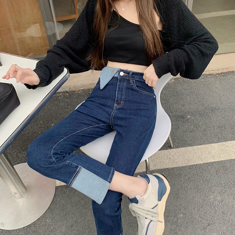 Quần jean ống đứng lưng cao hợp thời trang 2021 trẻ trung cho nữ